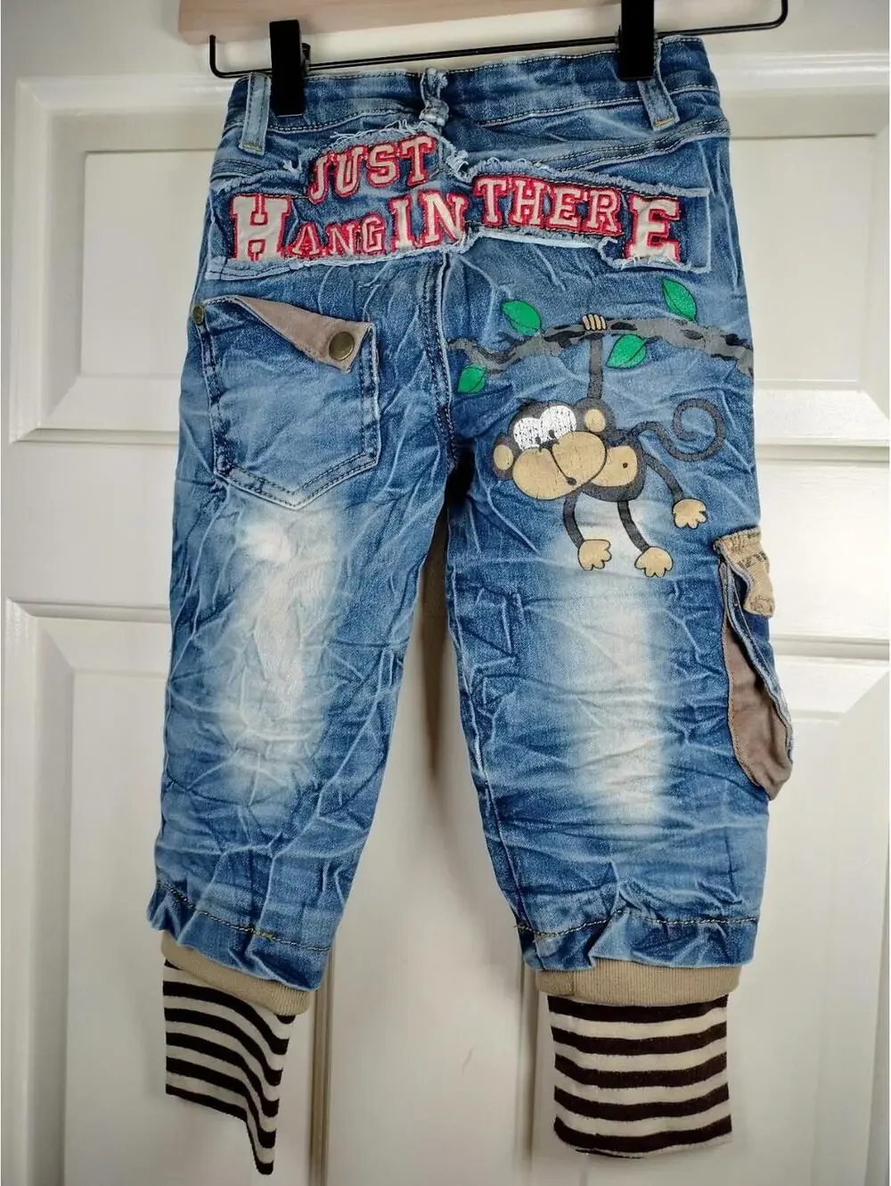 Rocking Style Toddler Boys Patchwork Distressed Moto Jeans 4T Sloth Just Hanging